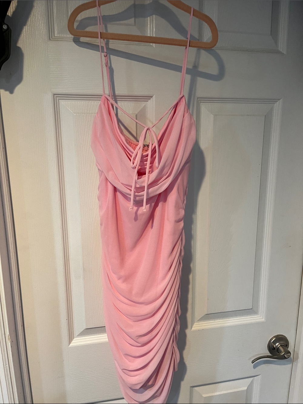 Windsor Light Pink Cowl Ruched Mini Dress